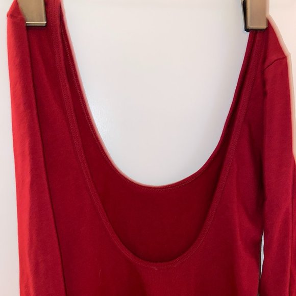 Scoop Neck Long Sleeve Midi Dress | Deep Red - Picture 5 of 5